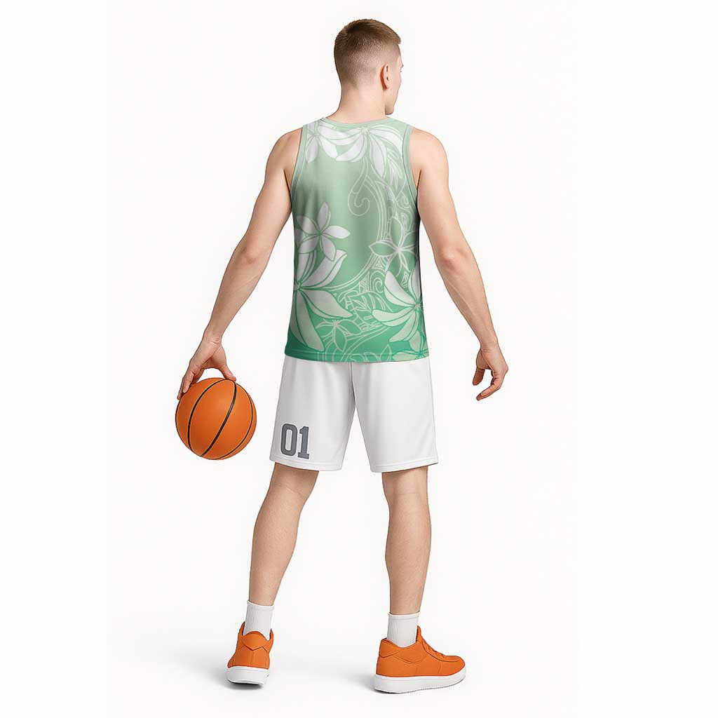 Tiare Tahiti Basketball Jersey Matcha Polynesia Motifs - Polynesian Pride