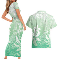 Tiare Tahiti Couples Matching Short Sleeve Bodycon Dress and Hawaiian Shirt Matcha Polynesia Motifs LT05 - Polynesian Pride