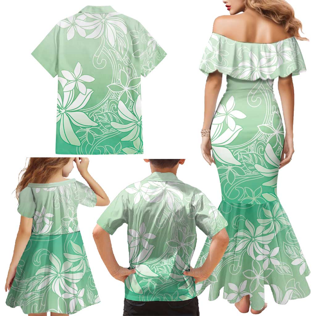 Tiare Tahiti Family Matching Mermaid Dress and Hawaiian Shirt Matcha Polynesia Motifs LT05 - Polynesian Pride