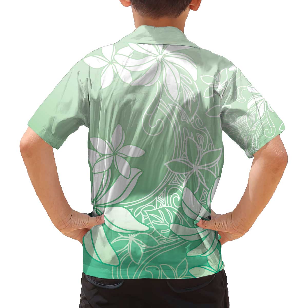 Tiare Tahiti Family Matching Off The Shoulder Long Sleeve Dress and Hawaiian Shirt Matcha Polynesia Motifs LT05 - Polynesian Pride