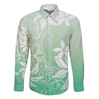 Tiare Tahiti Family Matching Off The Shoulder Long Sleeve Dress and Hawaiian Shirt Matcha Polynesia Motifs LT05 Dad's Shirt - Long Sleeve Green - Polynesian Pride