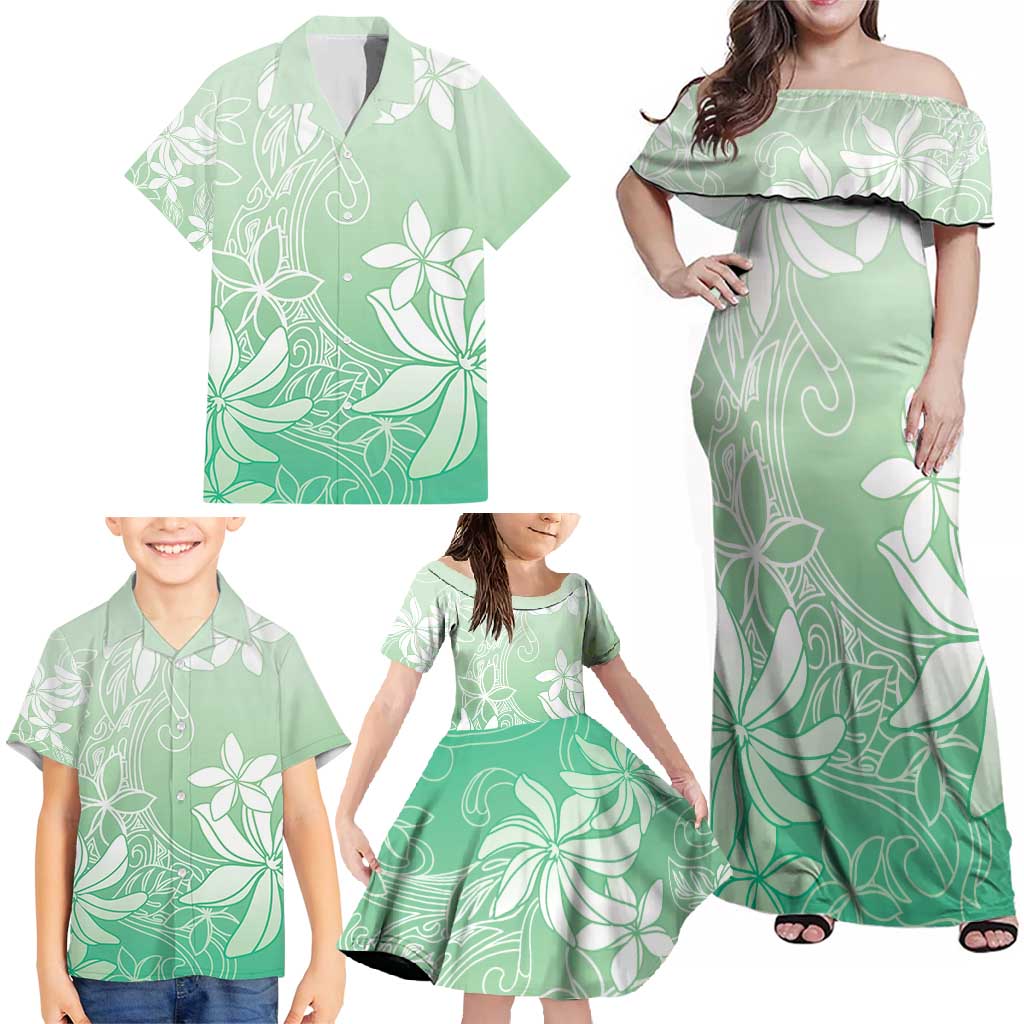 Tiare Tahiti Family Matching Off Shoulder Maxi Dress and Hawaiian Shirt Matcha Polynesia Motifs LT05 - Polynesian Pride