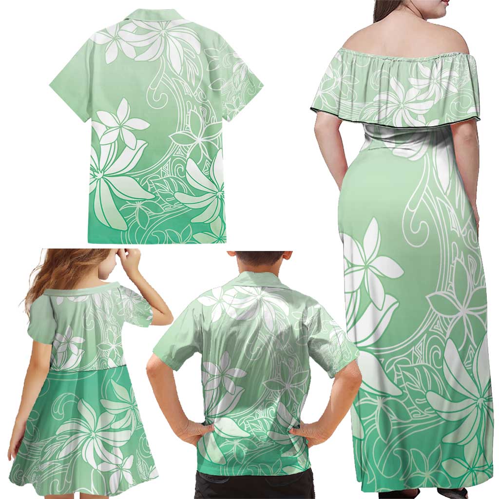 Tiare Tahiti Family Matching Off Shoulder Maxi Dress and Hawaiian Shirt Matcha Polynesia Motifs LT05 - Polynesian Pride