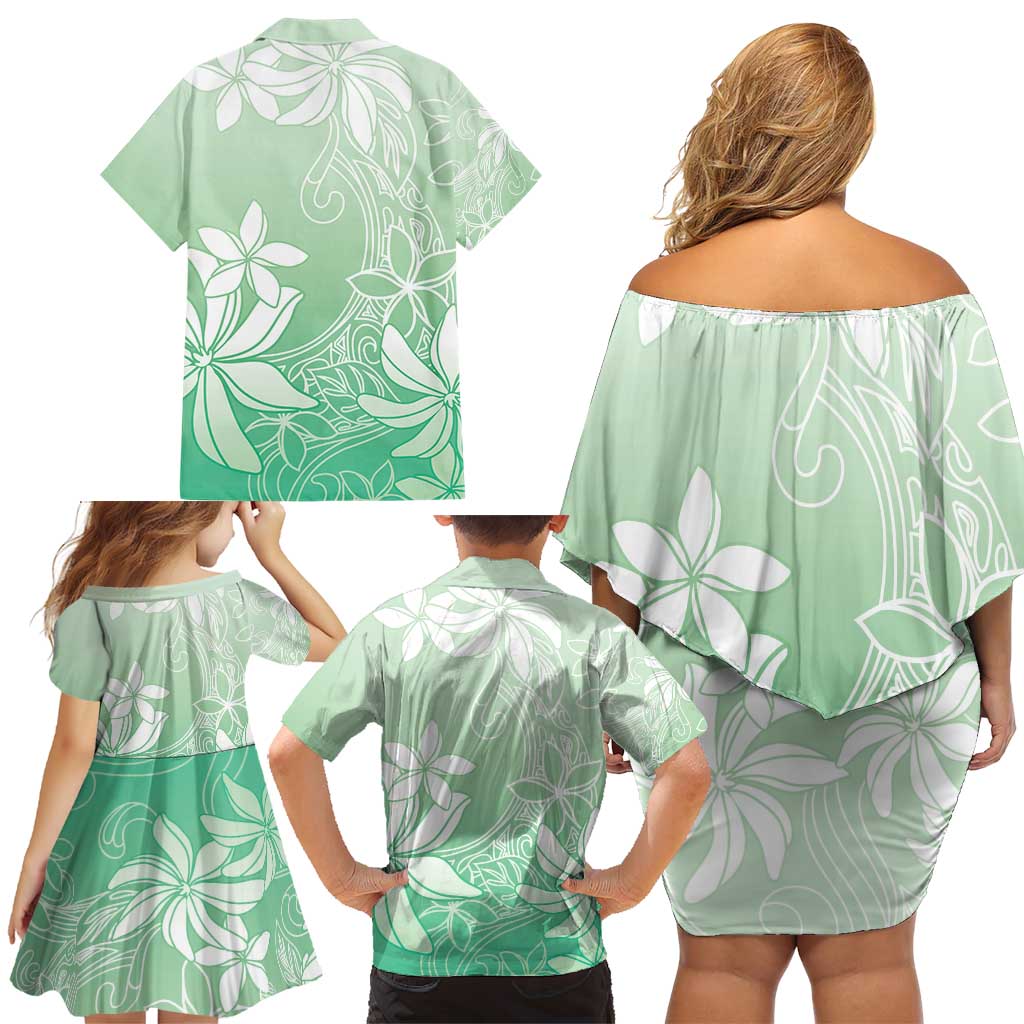 Tiare Tahiti Family Matching Off Shoulder Short Dress and Hawaiian Shirt Matcha Polynesia Motifs LT05 - Polynesian Pride