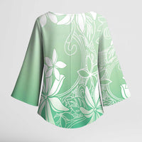 Tiare Tahiti Kimono Sleeve Blouse Matcha Polynesia Motifs LT05 - Polynesian Pride