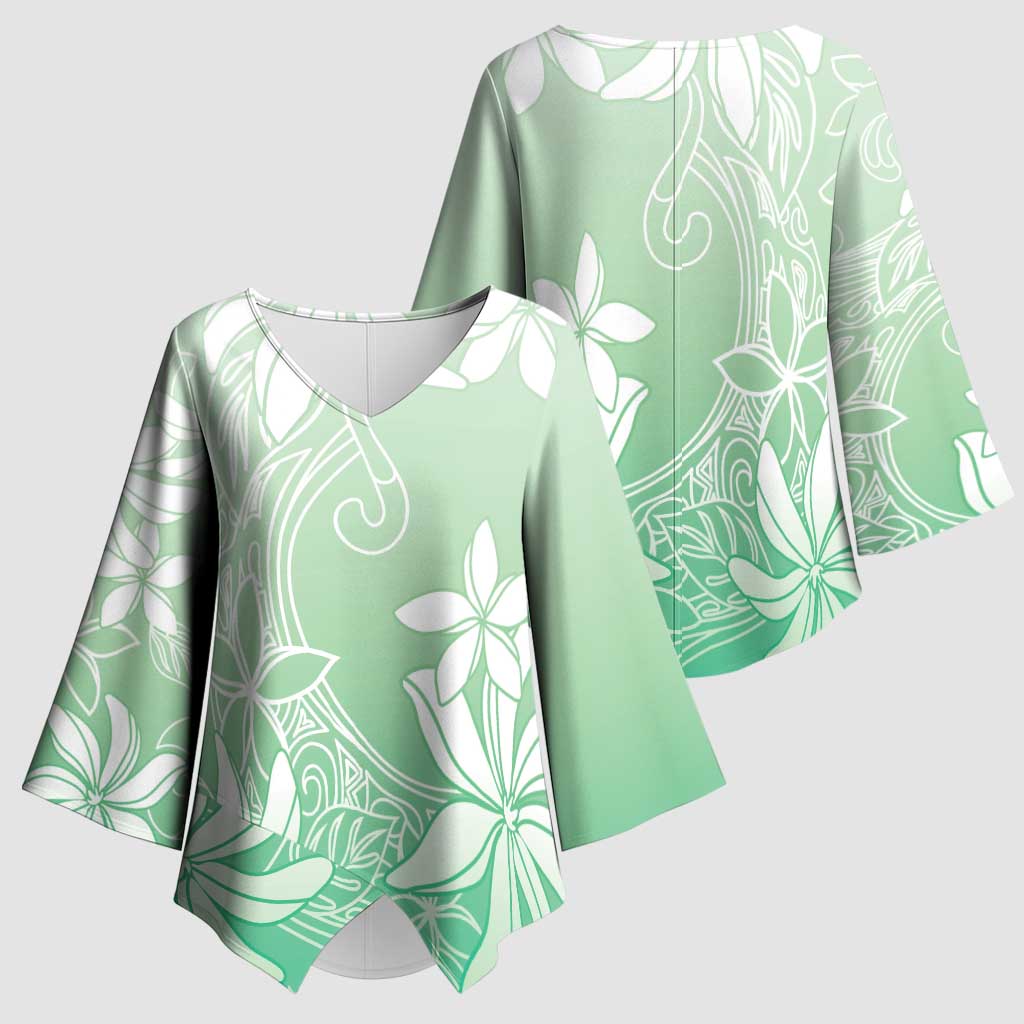 Tiare Tahiti Kimono Sleeve Blouse Matcha Polynesia Motifs LT05 - Polynesian Pride