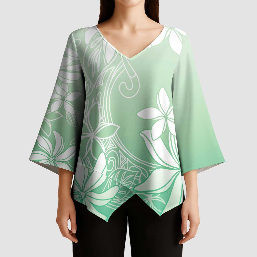 Tiare Tahiti Kimono Sleeve Blouse Matcha Polynesia Motifs LT05 - Polynesian Pride