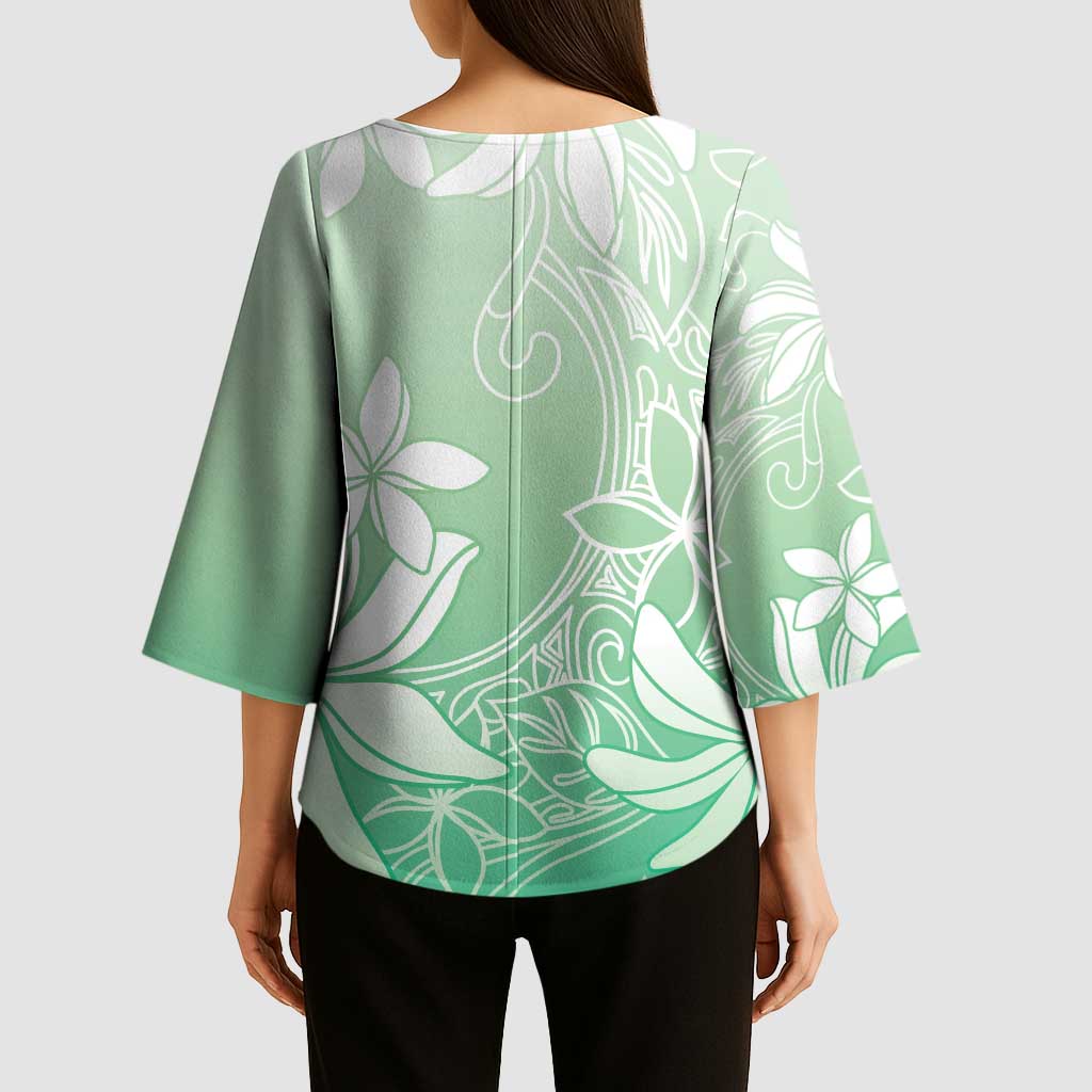 Tiare Tahiti Kimono Sleeve Blouse Matcha Polynesia Motifs LT05 - Polynesian Pride