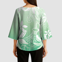 Tiare Tahiti Kimono Sleeve Blouse Matcha Polynesia Motifs LT05 - Polynesian Pride