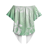 Tiare Tahiti Off Shoulder Wrap Waist Top Matcha Polynesia Motifs LT05 - Polynesian Pride