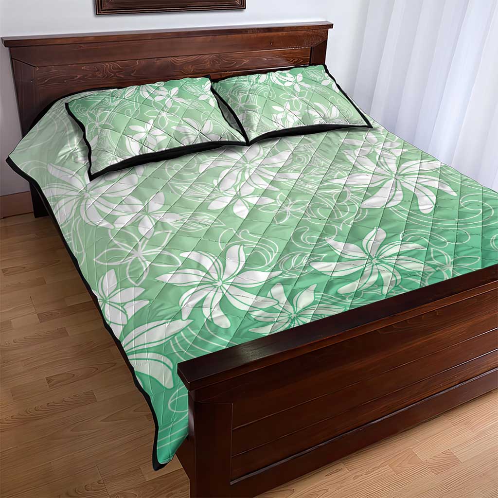 Tiare Tahiti Quilt Bed Set Matcha Polynesia Motifs - Polynesian Pride
