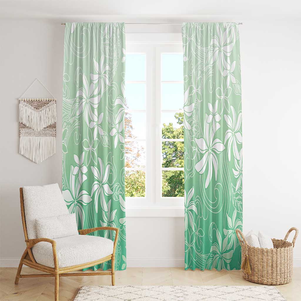 Tiare Tahiti Window Curtain Matcha Polynesia Motifs - Polynesian Pride