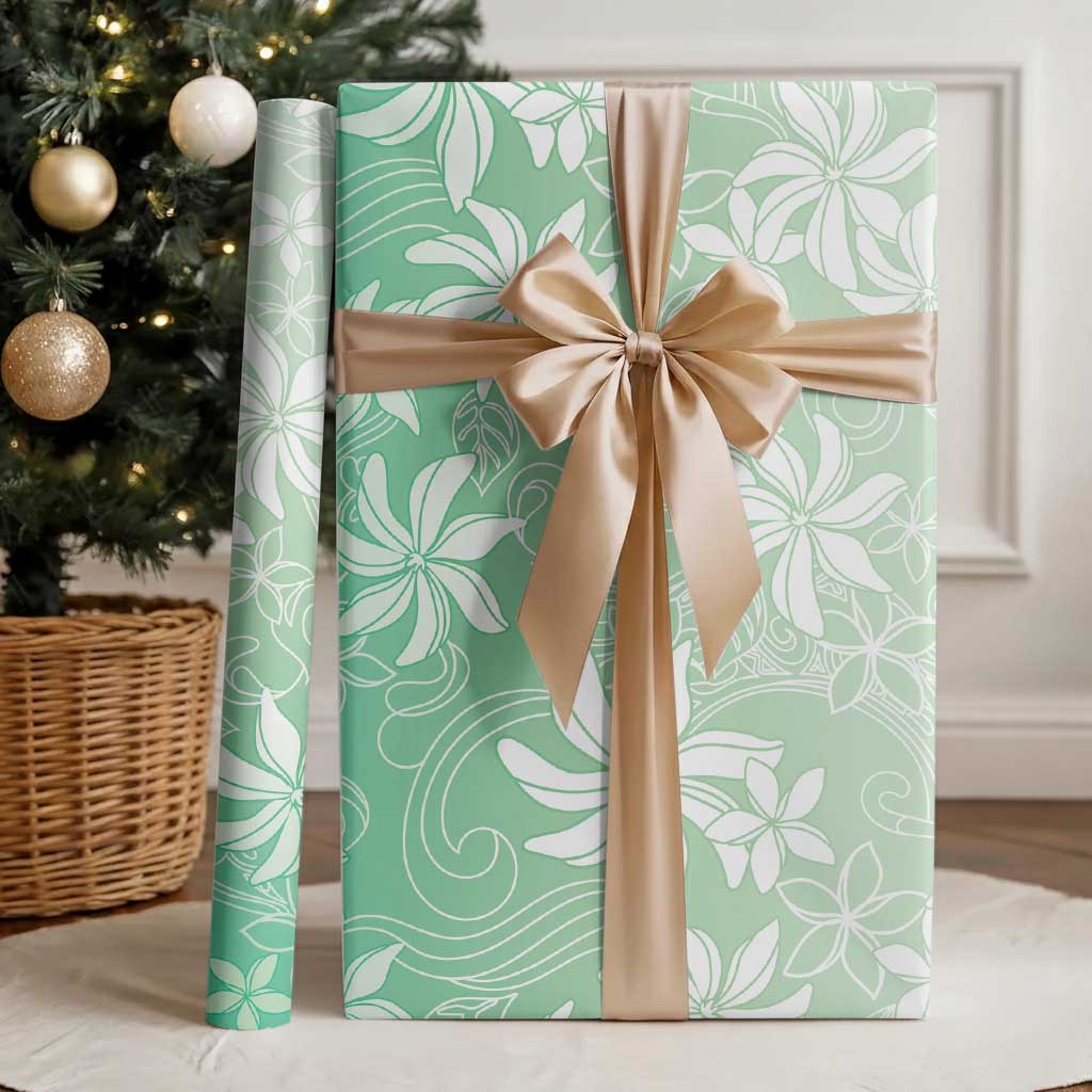 Tiare Tahiti Wrapping Paper Matcha Polynesia Motifs - Polynesian Pride