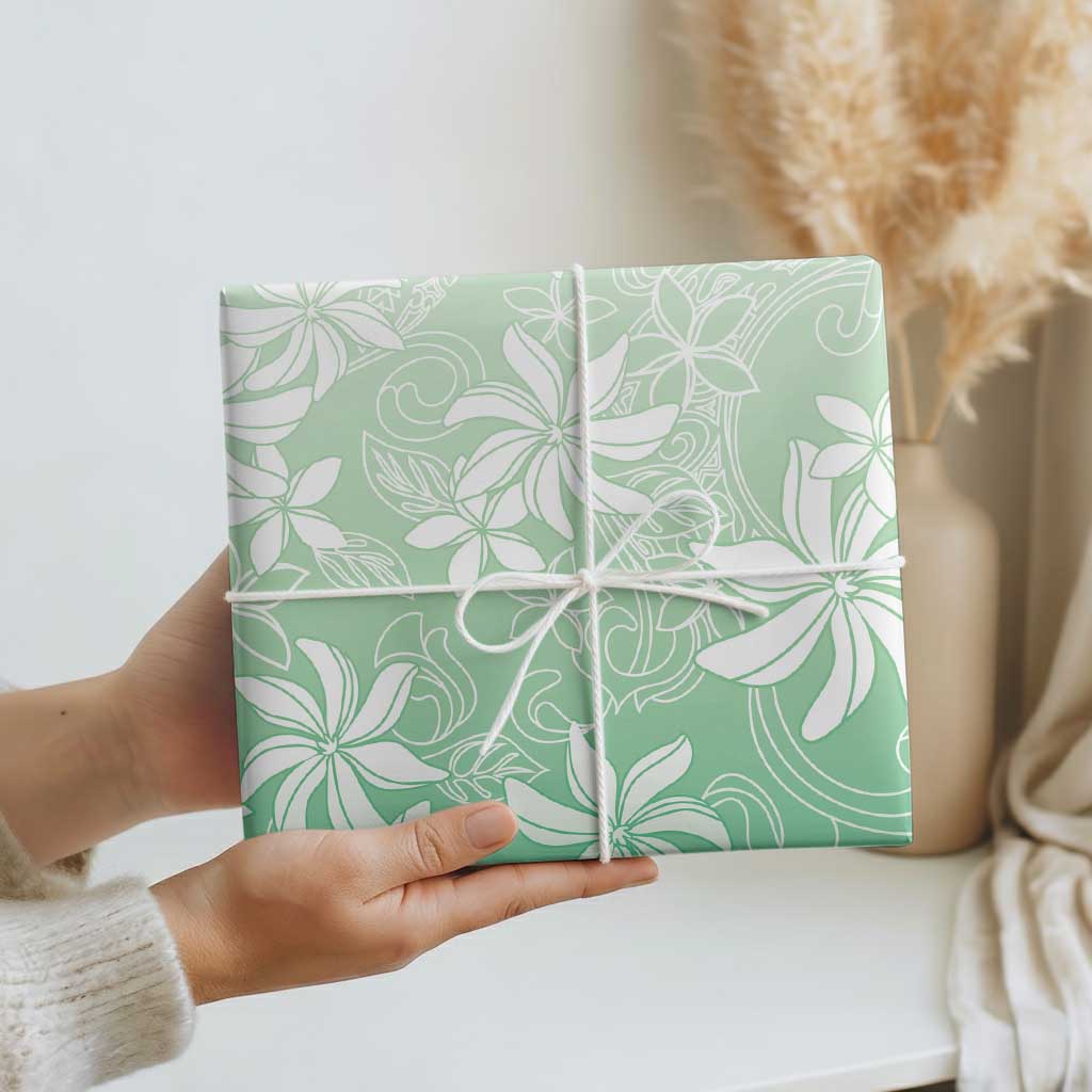 Tiare Tahiti Wrapping Paper Matcha Polynesia Motifs - Polynesian Pride
