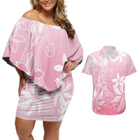 Tiare Tahiti Couples Matching Off Shoulder Short Dress and Hawaiian Shirt Pink Polynesia Motifs LT05 Pink - Polynesian Pride