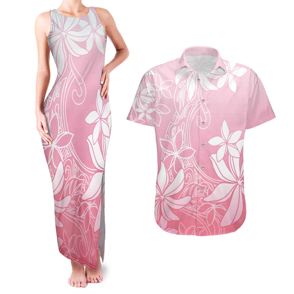 Tiare Tahiti Couples Matching Tank Maxi Dress and Hawaiian Shirt Pink Polynesia Motifs LT05 Pink - Polynesian Pride