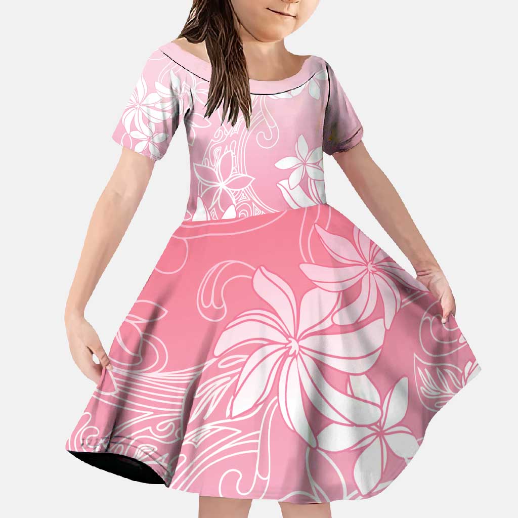 Tiare Tahiti Family Matching Mermaid Dress and Hawaiian Shirt Pink Polynesia Motifs LT05 Daughter's Dress Pink - Polynesian Pride