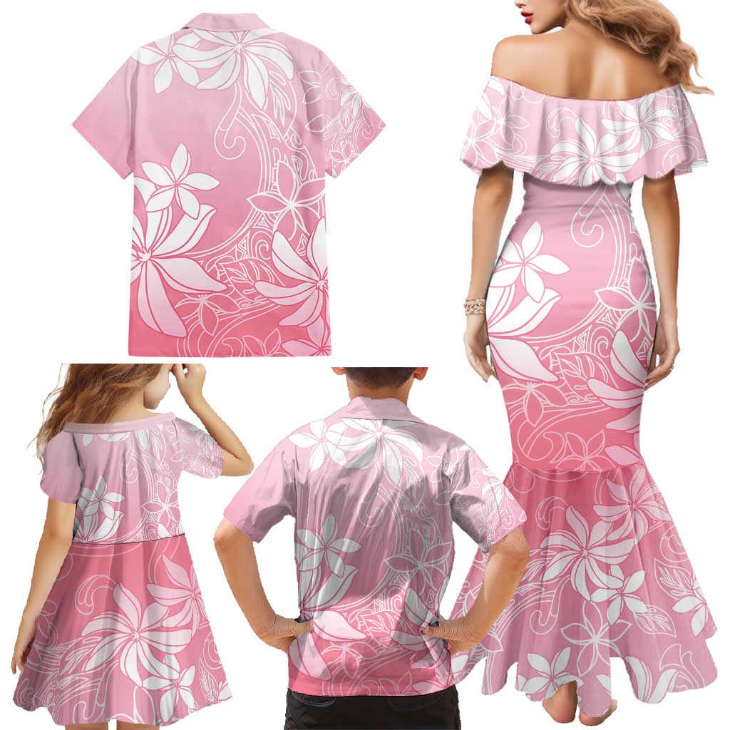 Tiare Tahiti Family Matching Mermaid Dress and Hawaiian Shirt Pink Polynesia Motifs LT05 - Polynesian Pride