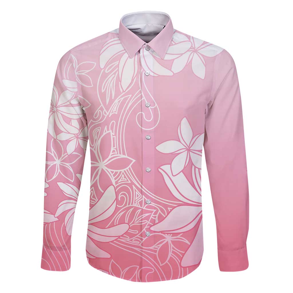 Tiare Tahiti Family Matching Mermaid Dress and Hawaiian Shirt Pink Polynesia Motifs LT05 Dad's Shirt - Long Sleeve Pink - Polynesian Pride