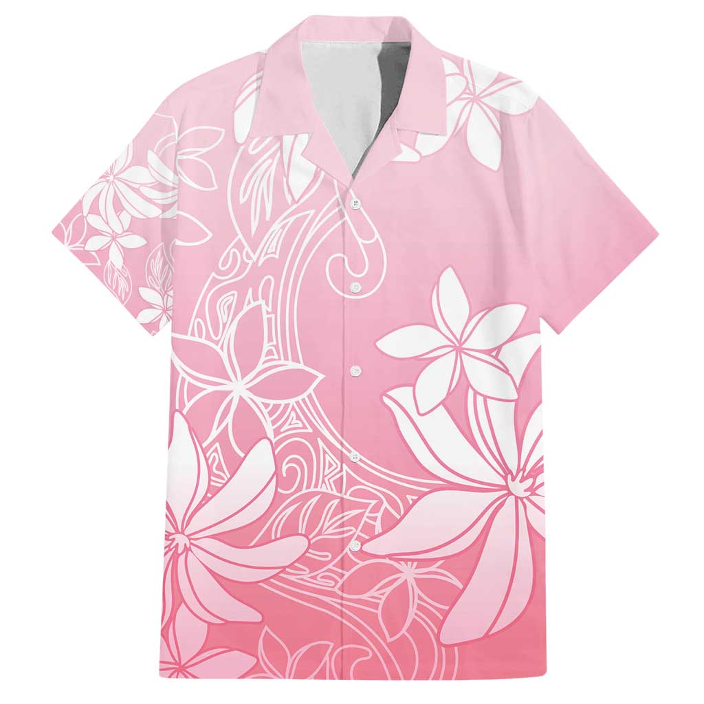 Tiare Tahiti Family Matching Tank Maxi Dress and Hawaiian Shirt Pink Polynesia Motifs LT05 Dad's Shirt - Short Sleeve Pink - Polynesian Pride