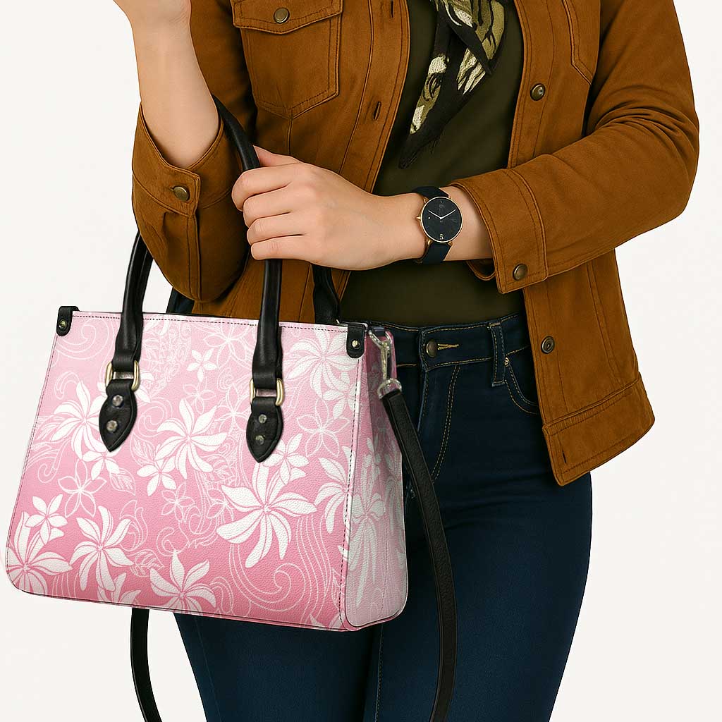 Tiare Tahiti Leather Bag Pink Polynesia Motifs - Polynesian Pride