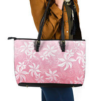 Tiare Tahiti Leather Tote Bag Pink Polynesia Motifs LT05 - Polynesian Pride