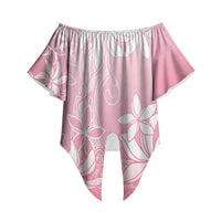 Tiare Tahiti Off Shoulder Wrap Waist Top Pink Polynesia Motifs LT05 Pink - Polynesian Pride