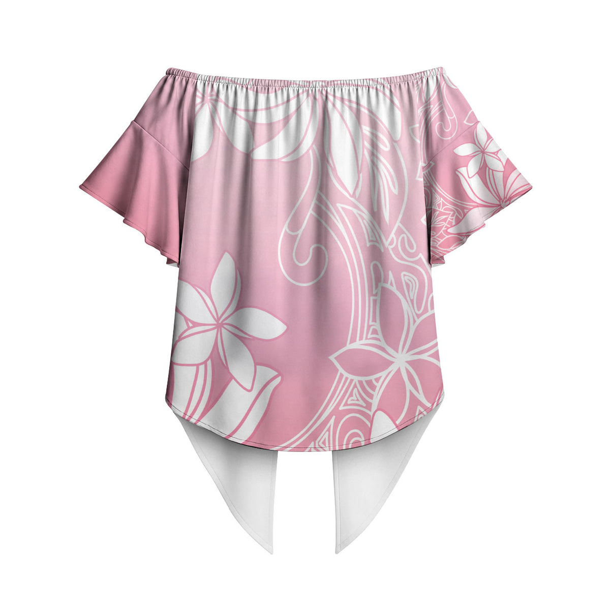 Tiare Tahiti Off Shoulder Wrap Waist Top Pink Polynesia Motifs LT05 - Polynesian Pride