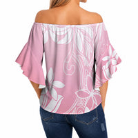 Tiare Tahiti Off Shoulder Wrap Waist Top Pink Polynesia Motifs LT05 - Polynesian Pride