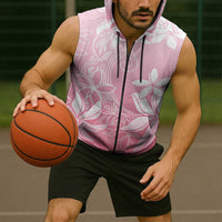 Tiare Tahiti Sleeveless Zip Hoodie Pink Polynesia Motifs - Polynesian Pride