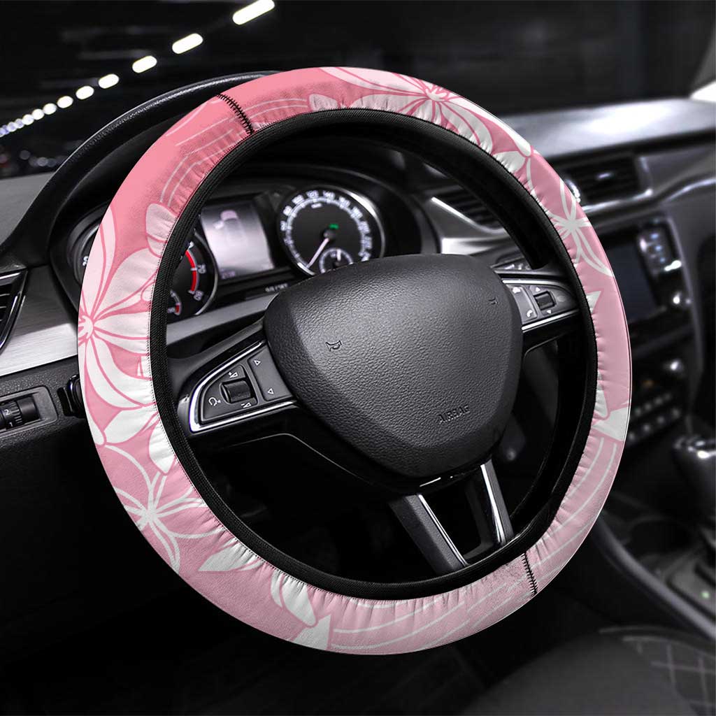 Tiare Tahiti Steering Wheel Cover Pink Polynesia Motifs LT05 Universal Fit Pink - Polynesian Pride
