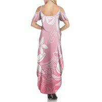 Tiare Tahiti Summer Maxi Dress Pink Polynesia Motifs LT05 - Polynesian Pride