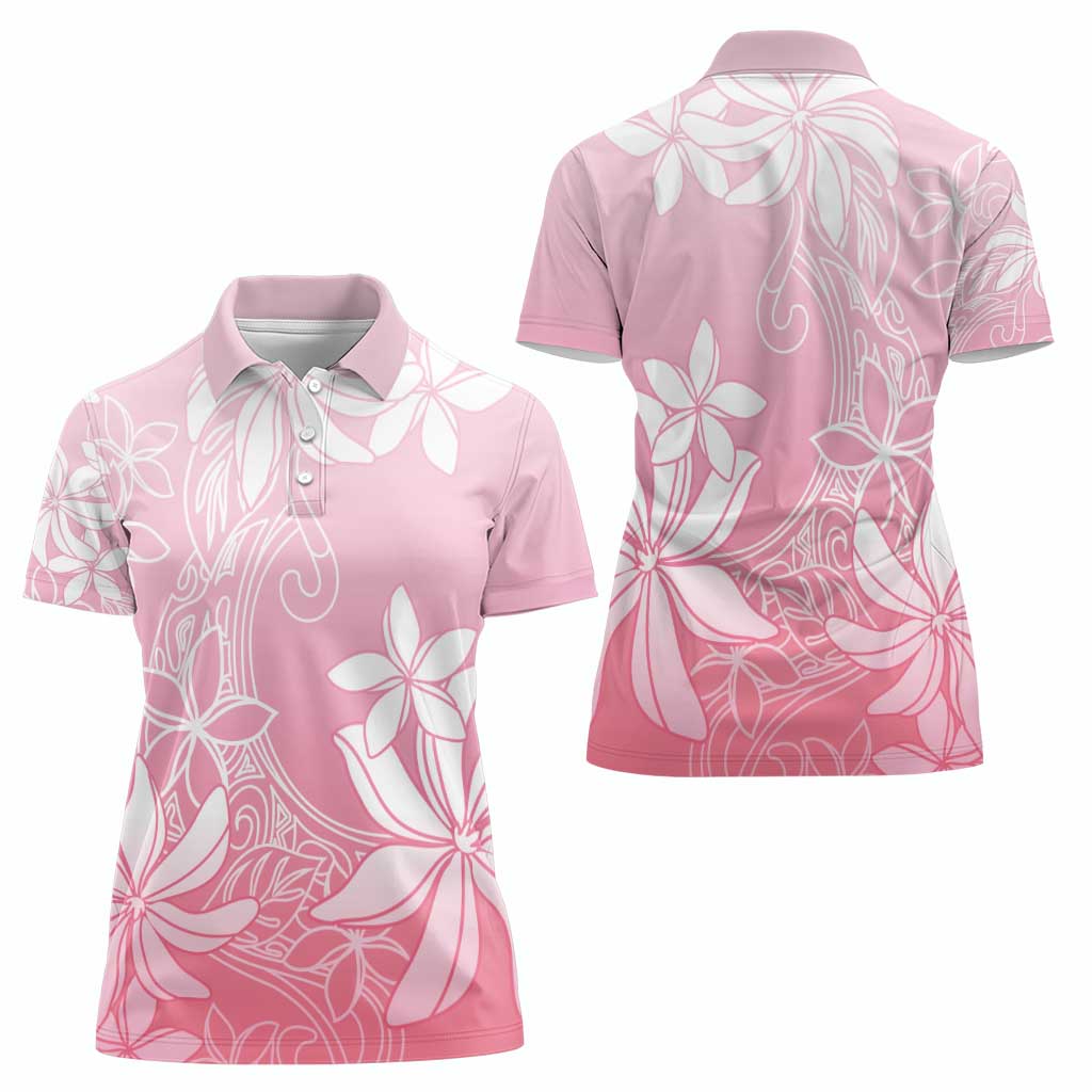 Tiare Tahiti Women Polo Shirt Pink Polynesia Motifs - Polynesian Pride