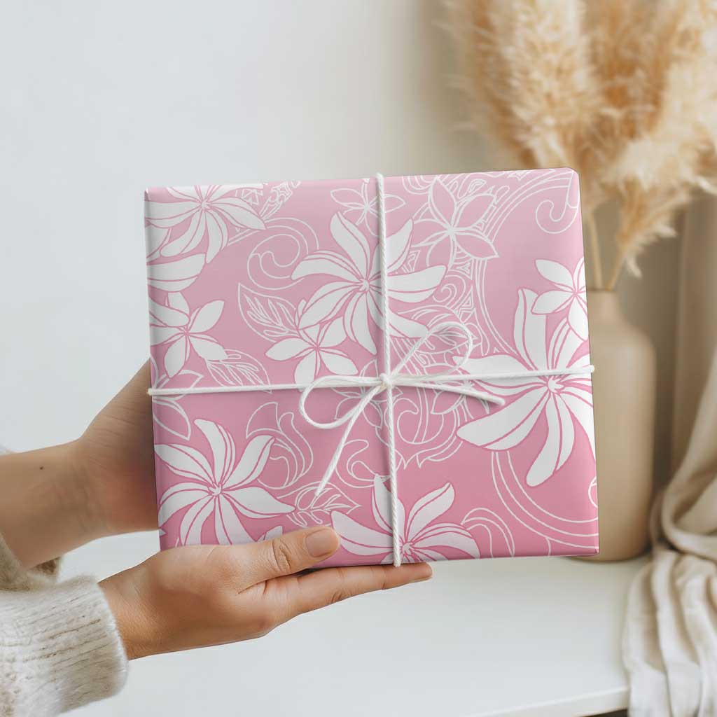 Tiare Tahiti Wrapping Paper Pink Polynesia Motifs - Polynesian Pride