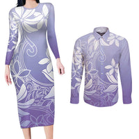 Tiare Tahiti Couples Matching Long Sleeve Bodycon Dress and Long Sleeve Button Shirt Purple Polynesia Motifs LT05 Purple - Polynesian Pride