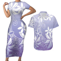 Tiare Tahiti Couples Matching Short Sleeve Bodycon Dress and Hawaiian Shirt Purple Polynesia Motifs LT05 Purple - Polynesian Pride