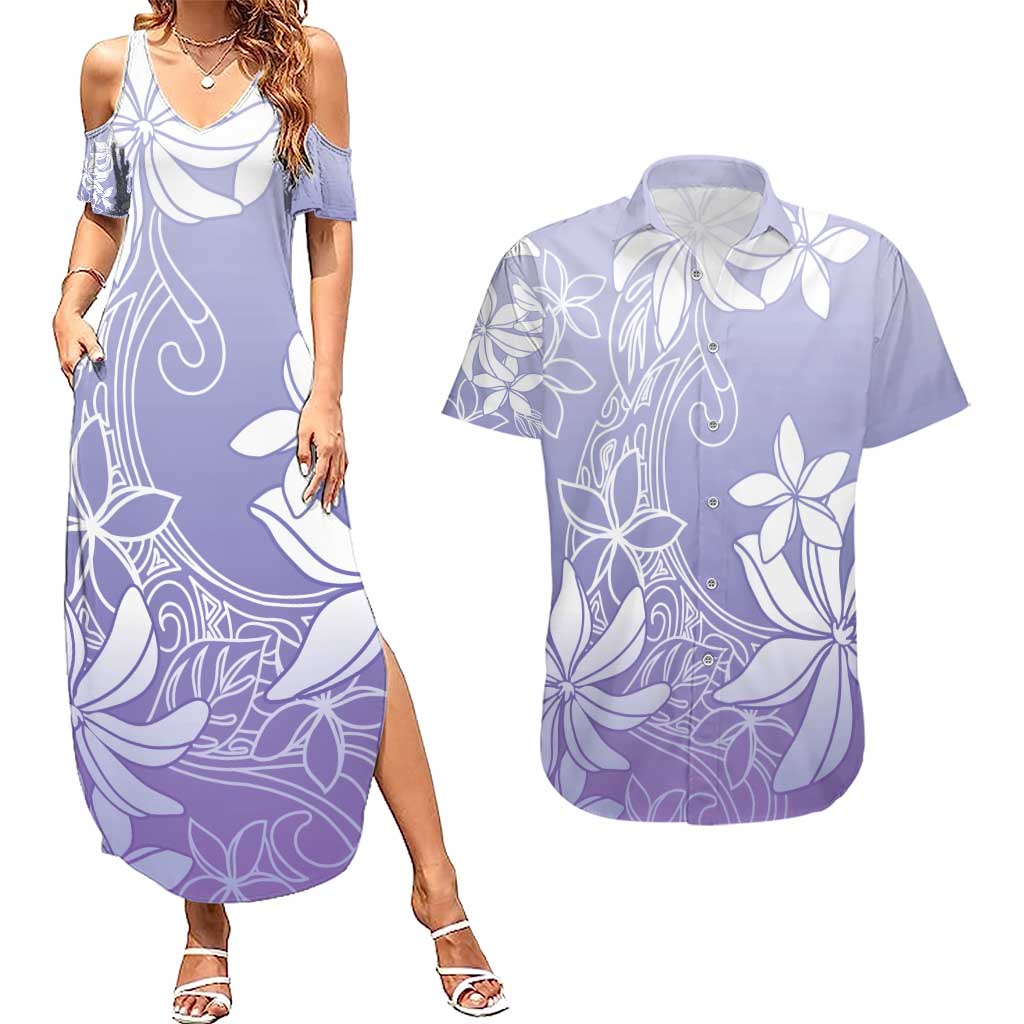 Tiare Tahiti Couples Matching Summer Maxi Dress and Hawaiian Shirt Purple Polynesia Motifs LT05 Purple - Polynesian Pride