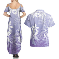 Tiare Tahiti Couples Matching Summer Maxi Dress and Hawaiian Shirt Purple Polynesia Motifs LT05 - Polynesian Pride