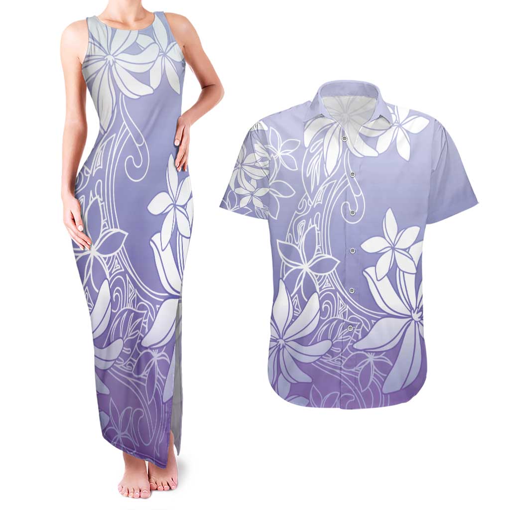 Tiare Tahiti Couples Matching Tank Maxi Dress and Hawaiian Shirt Purple Polynesia Motifs LT05 Purple - Polynesian Pride