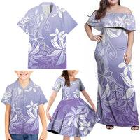 Tiare Tahiti Family Matching Off Shoulder Maxi Dress and Hawaiian Shirt Purple Polynesia Motifs LT05 - Polynesian Pride