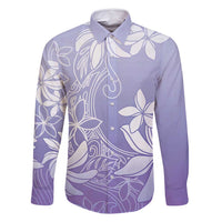 Tiare Tahiti Family Matching Off Shoulder Maxi Dress and Hawaiian Shirt Purple Polynesia Motifs LT05 Dad's Shirt - Long Sleeve Purple - Polynesian Pride