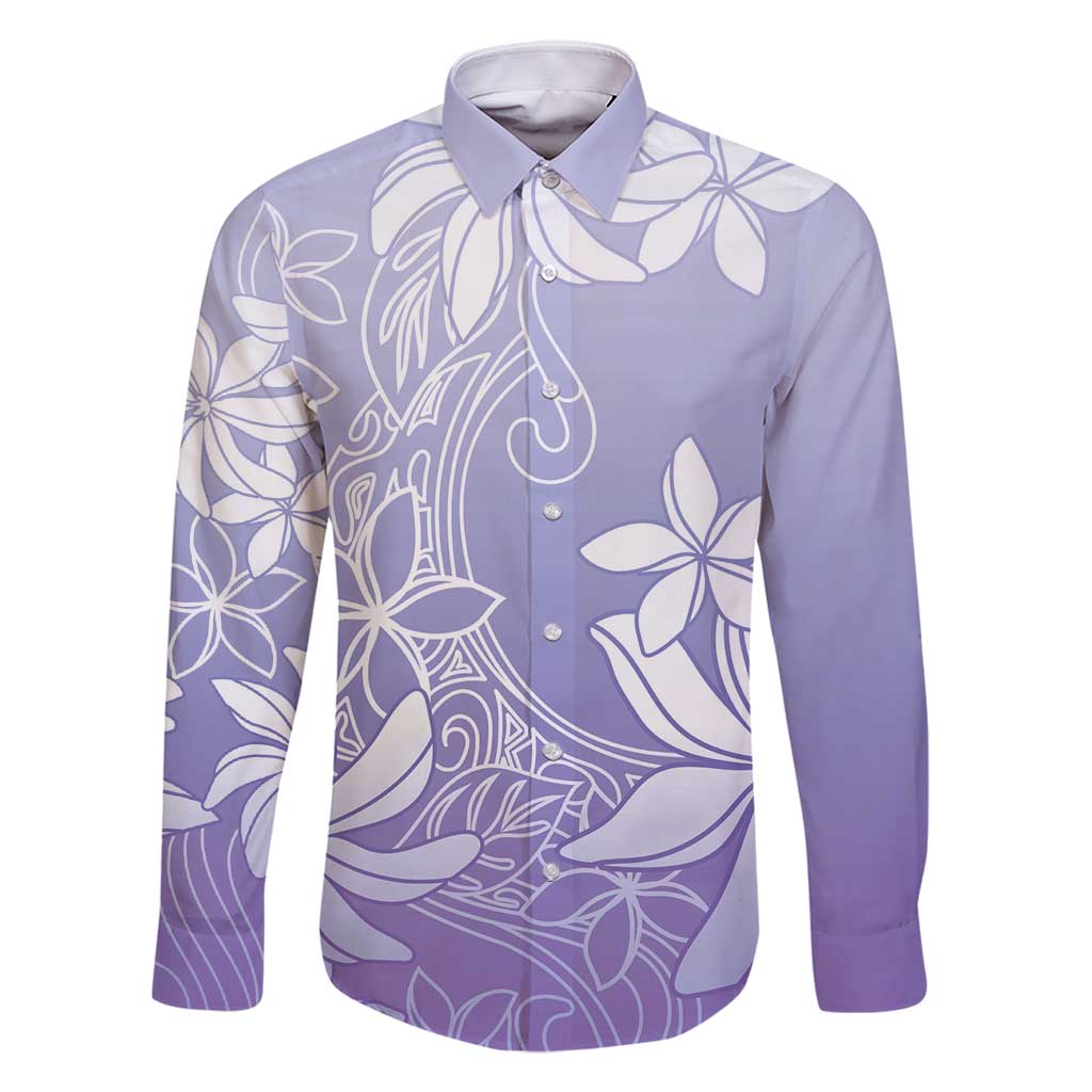 Tiare Tahiti Family Matching Tank Maxi Dress and Hawaiian Shirt Purple Polynesia Motifs LT05 Dad's Shirt - Long Sleeve Purple - Polynesian Pride