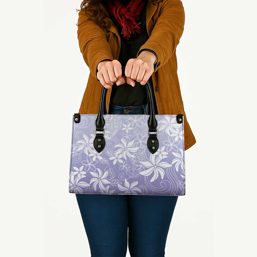Tiare Tahiti Leather Bag Purple Polynesia Motifs - Polynesian Pride