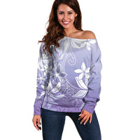Tiare Tahiti Off Shoulder Sweater Purple Polynesia Motifs LT05 Women Purple - Polynesian Pride