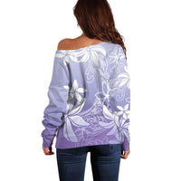 Tiare Tahiti Off Shoulder Sweater Purple Polynesia Motifs LT05 - Polynesian Pride