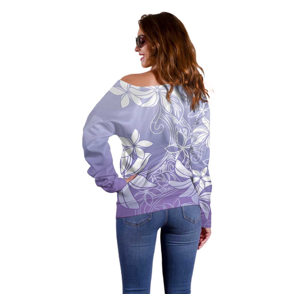Tiare Tahiti Off Shoulder Sweater Purple Polynesia Motifs LT05 - Polynesian Pride