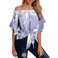 Tiare Tahiti Off Shoulder Wrap Waist Top Purple Polynesia Motifs LT05 - Polynesian Pride