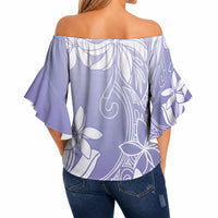 Tiare Tahiti Off Shoulder Wrap Waist Top Purple Polynesia Motifs LT05 - Polynesian Pride