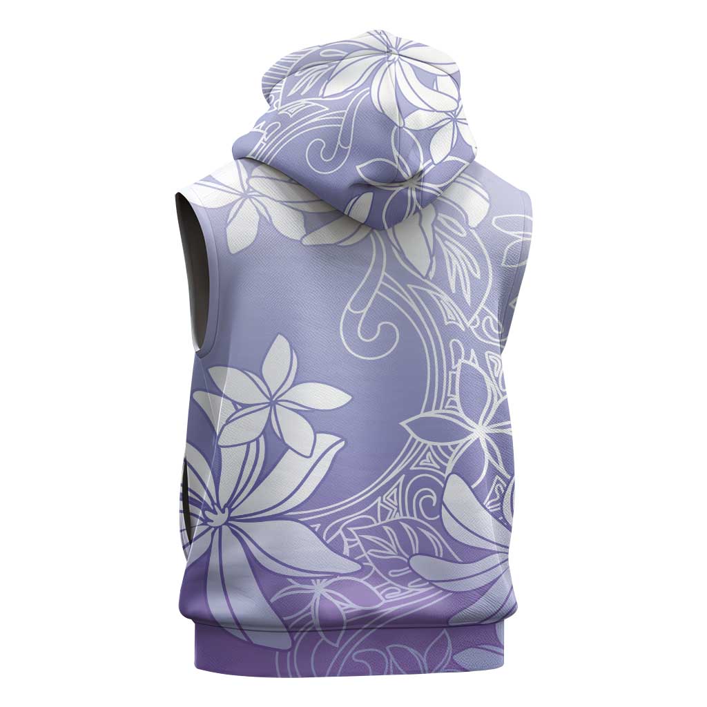 Tiare Tahiti Sleeveless Hoodie Purple Polynesia Motifs LT05 - Polynesian Pride
