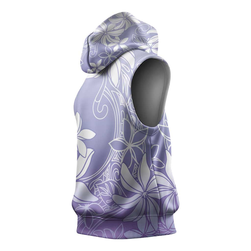 Tiare Tahiti Sleeveless Hoodie Purple Polynesia Motifs LT05 - Polynesian Pride